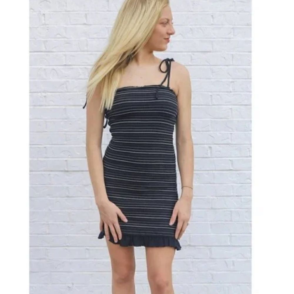 The Impeccable pig Black Smocked mini tank Dress from